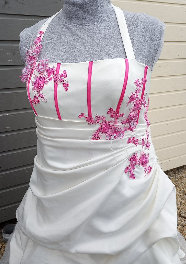 Miniature : robe de mariée mariage chic occasion comme neuve très bon état métarobe vinted original  grande taille 56 52 54 traine laçage