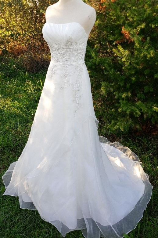 Miniature : robe de mariée mariage chic occasion comme neuve très bon état métarobe vinted original  36 a-line dentelle ivoire