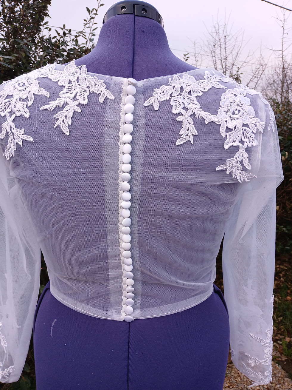 Miniature : robe de mariée mariage chic occasion comme neuve très bon état métarobe vinted original  boléro haut sur robe 44 42 46 neuf