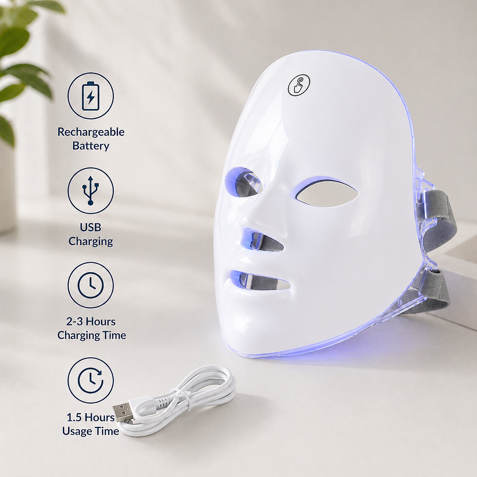 Thumbnail: LED face mask with USB charging cable for at-home light therapy skincare routine UK