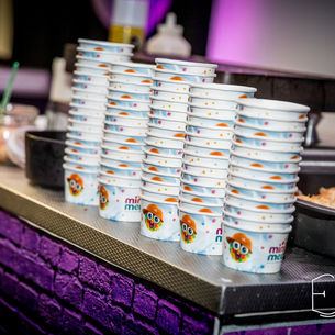 Stylish dessert station at a premium corporate event.