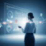 Businesswoman using travel tech dashboard
