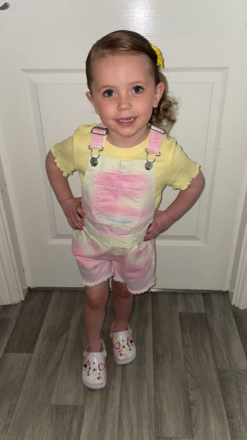 Age: 2
Clothing Size (age or numeric): 3/4
Shoe Size: 7
Hair Colour: Mousy blonde brown
Eye Colour: Blue
Specialist Sport(s): Freestyle dance