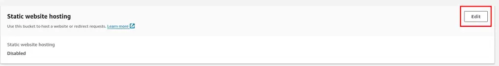 click on edit to enable static website