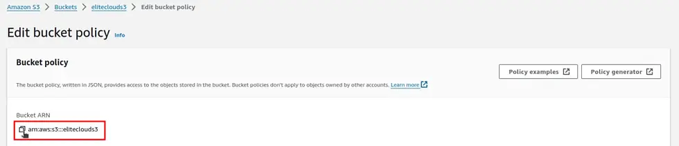 copy the aws arn