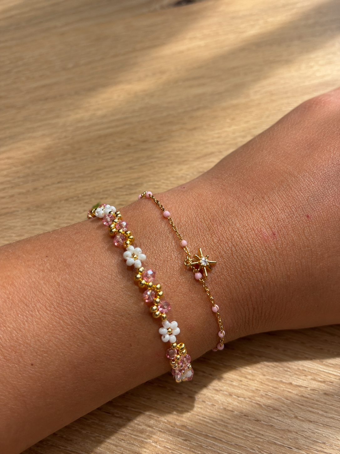 Duo de bracelets Rose Light Swarovski, blanc & doré