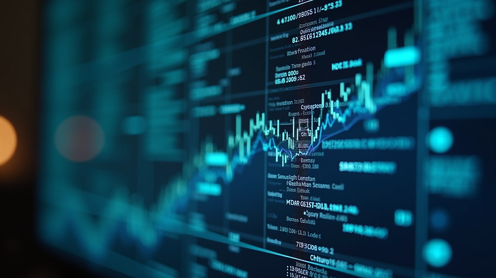 Eye-level view of a digital screen displaying cryptocurrency utility token data