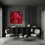 Thumbnail: A handmade painting of a deep red canvas with closely spaced vertical lines, creating a rich texture and bold visual depth