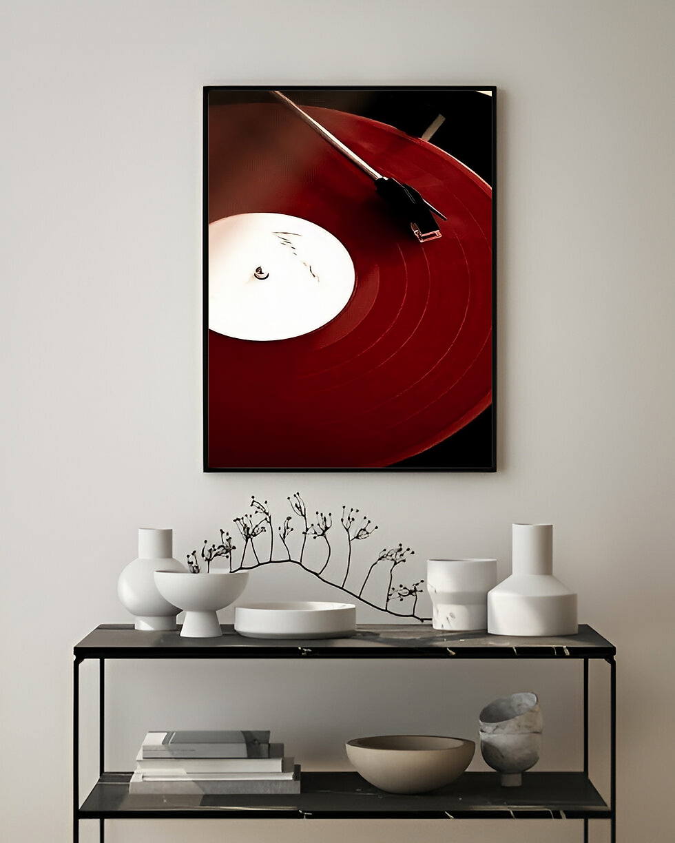 Thumbnail: A handmade painting of a vivid red record spinning on a record player, capturing the rhythm and nostalgia of vinyl music