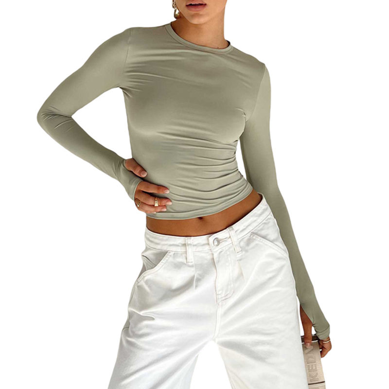 Top Crop Manga Larga Ajustado