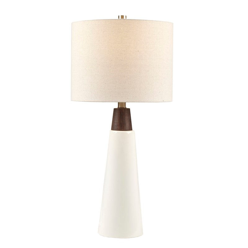 Thumbnail: Tristan Triangular Ceramic and Wood Table Lamp