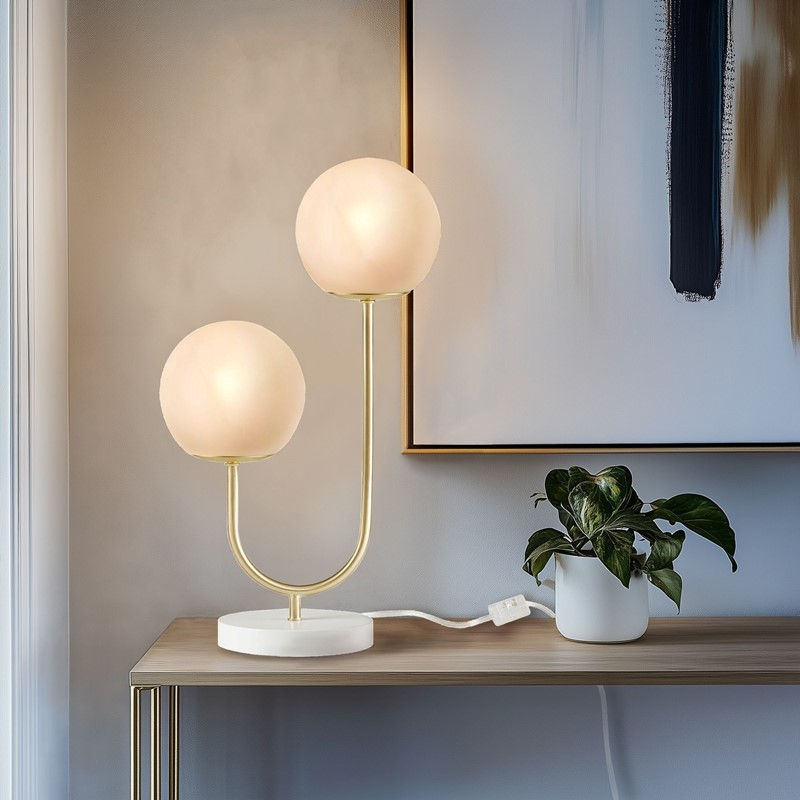 Thumbnail: Zusa Metal 2-Light Globe Table Lamp Gold