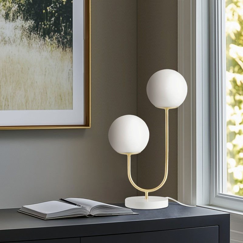 Thumbnail: Zusa Metal 2-Light Globe Table Lamp Gold