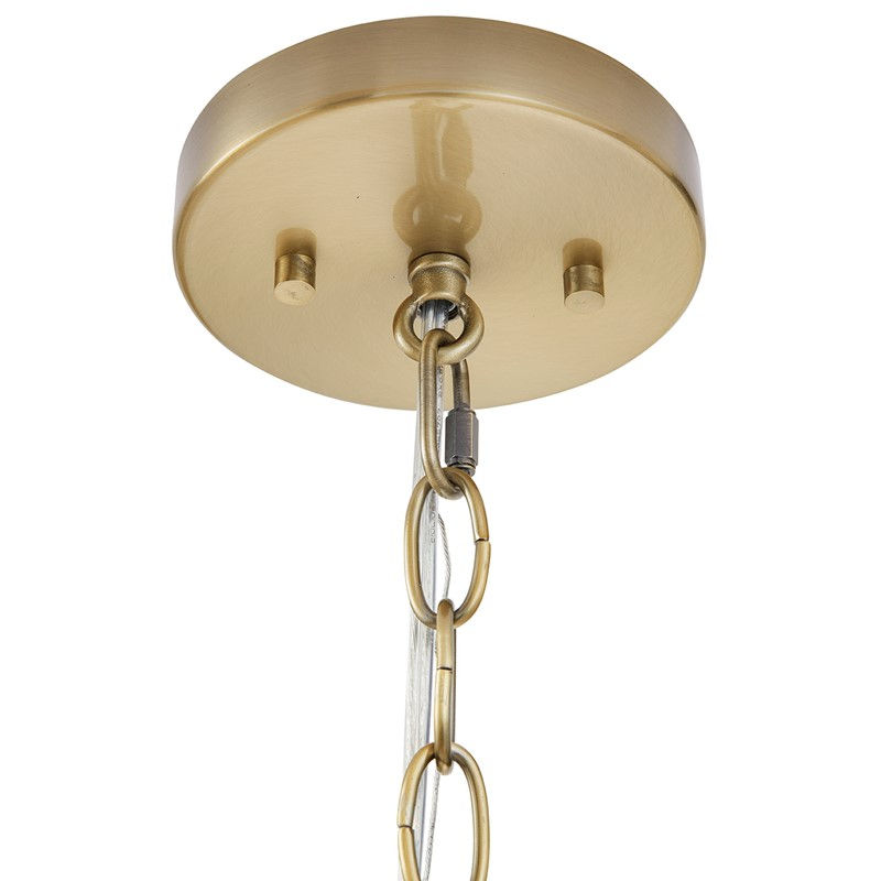 Thumbnail: Elegenza 6-light Chandelier with Fabric Drum Shades Gold