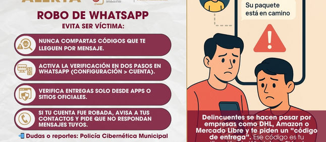 Emite SSPCM recomendaciones para prevenir el robo de cuentas de WhatsApp