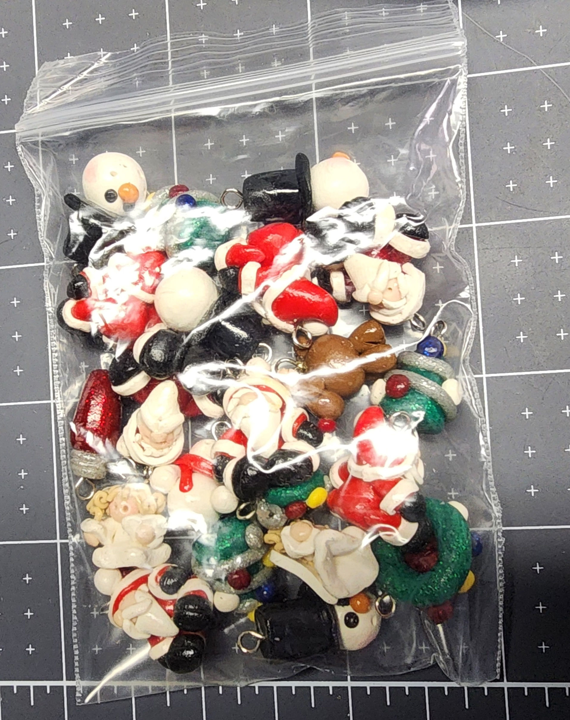 Santa, snowmen, angels, wreaths, christmas tree beads