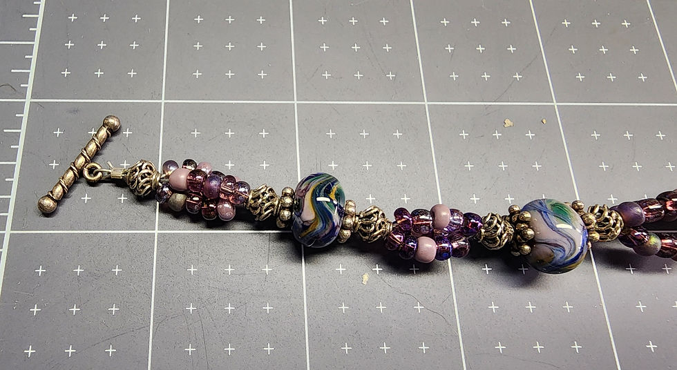Thumbnail: Purple and silver bracelet 8.5"