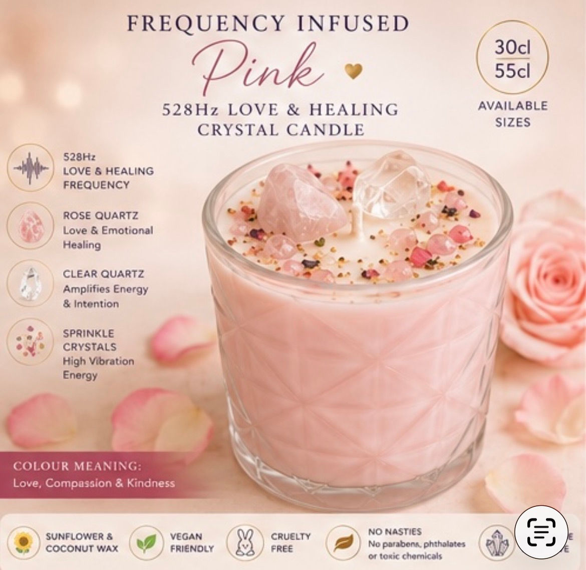 Love and Healing Crystal Candles