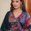 Thumbnail: Blue Floral Print Full Sleeve Anarkali Pant Set
