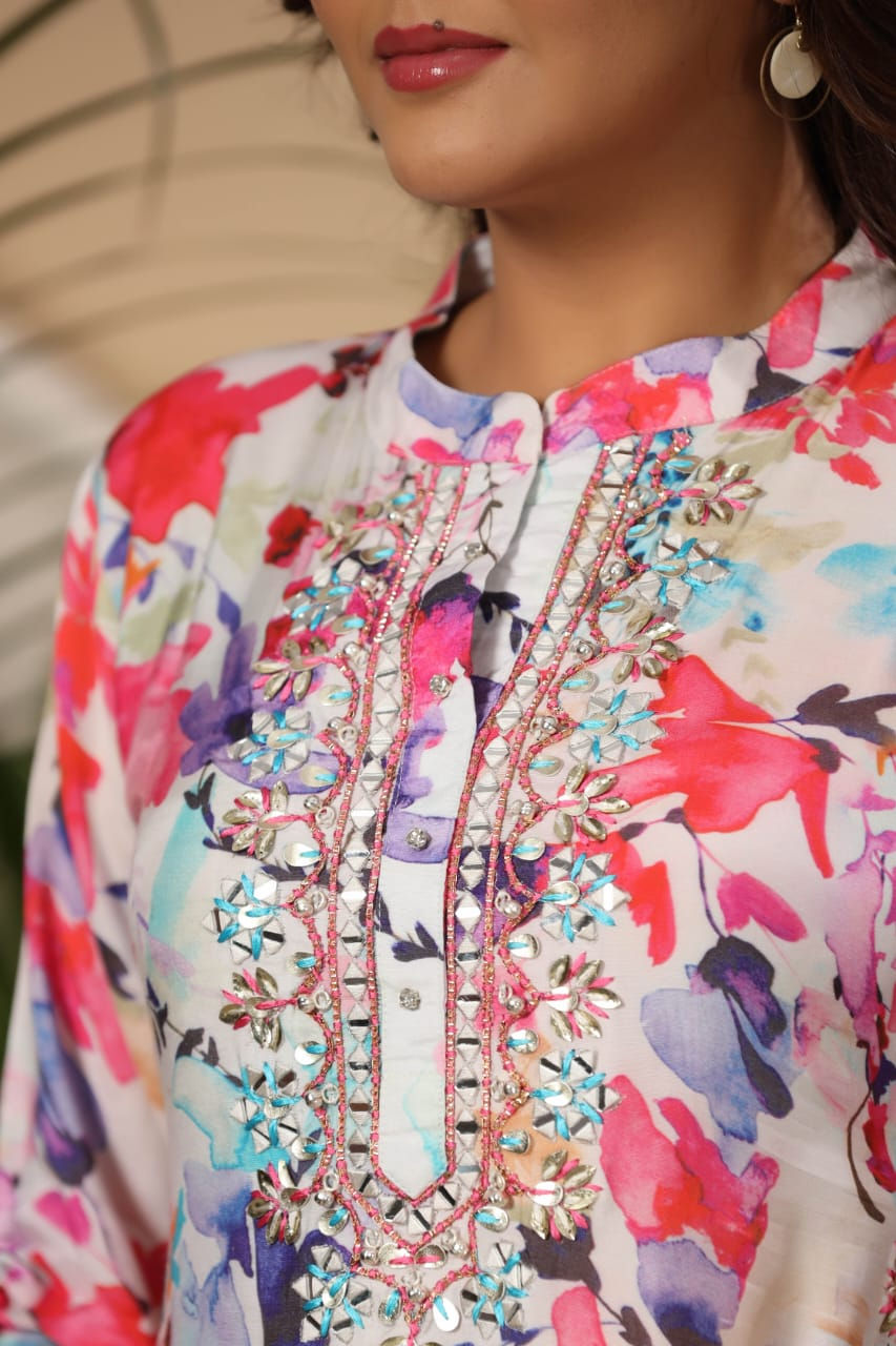 Floral Print Kurta & Pant Set