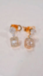 Mini Emerald and Round Drop Diamond Earrings