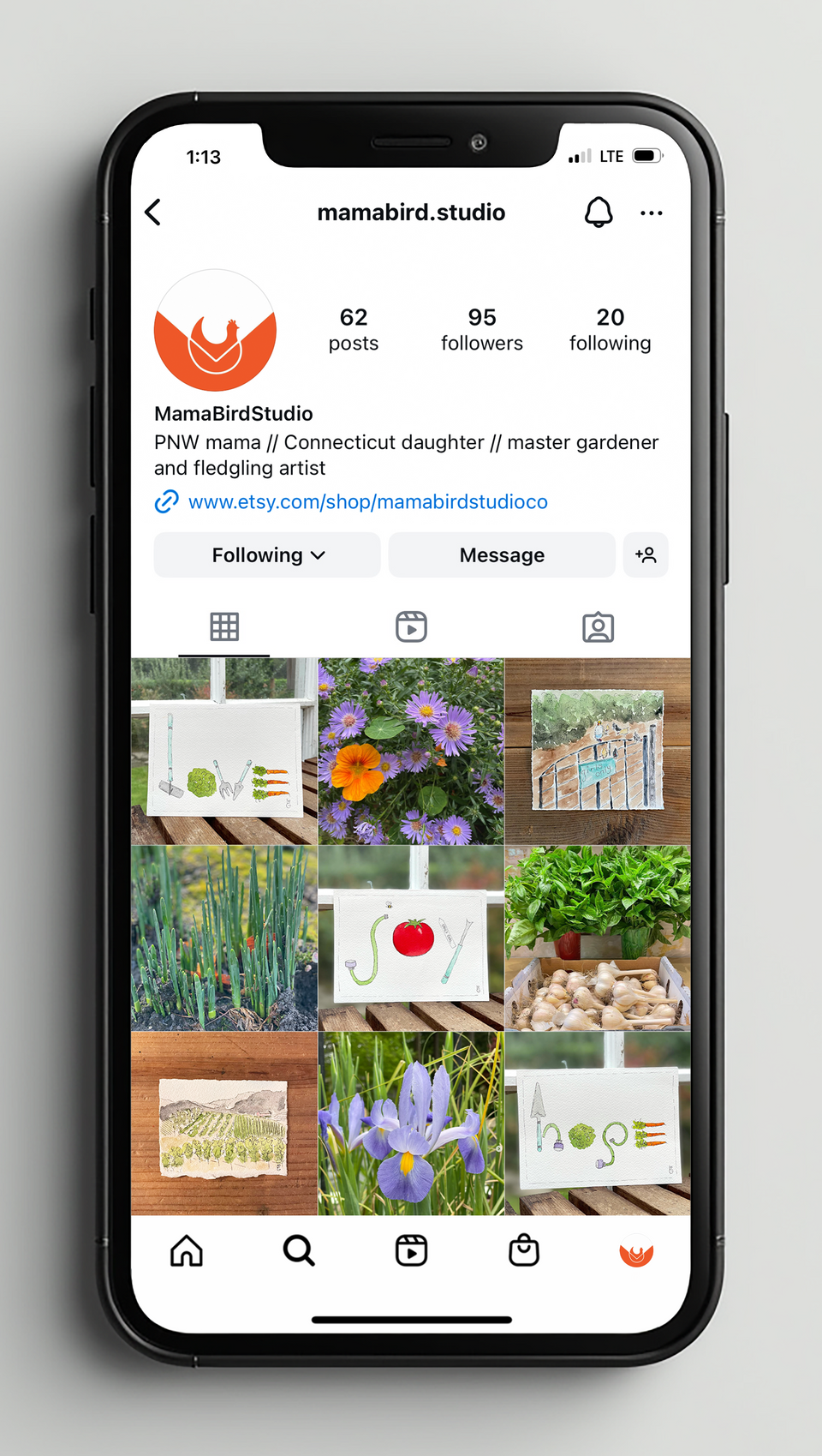 Mama Bird Studio – instagram grid, products and personality