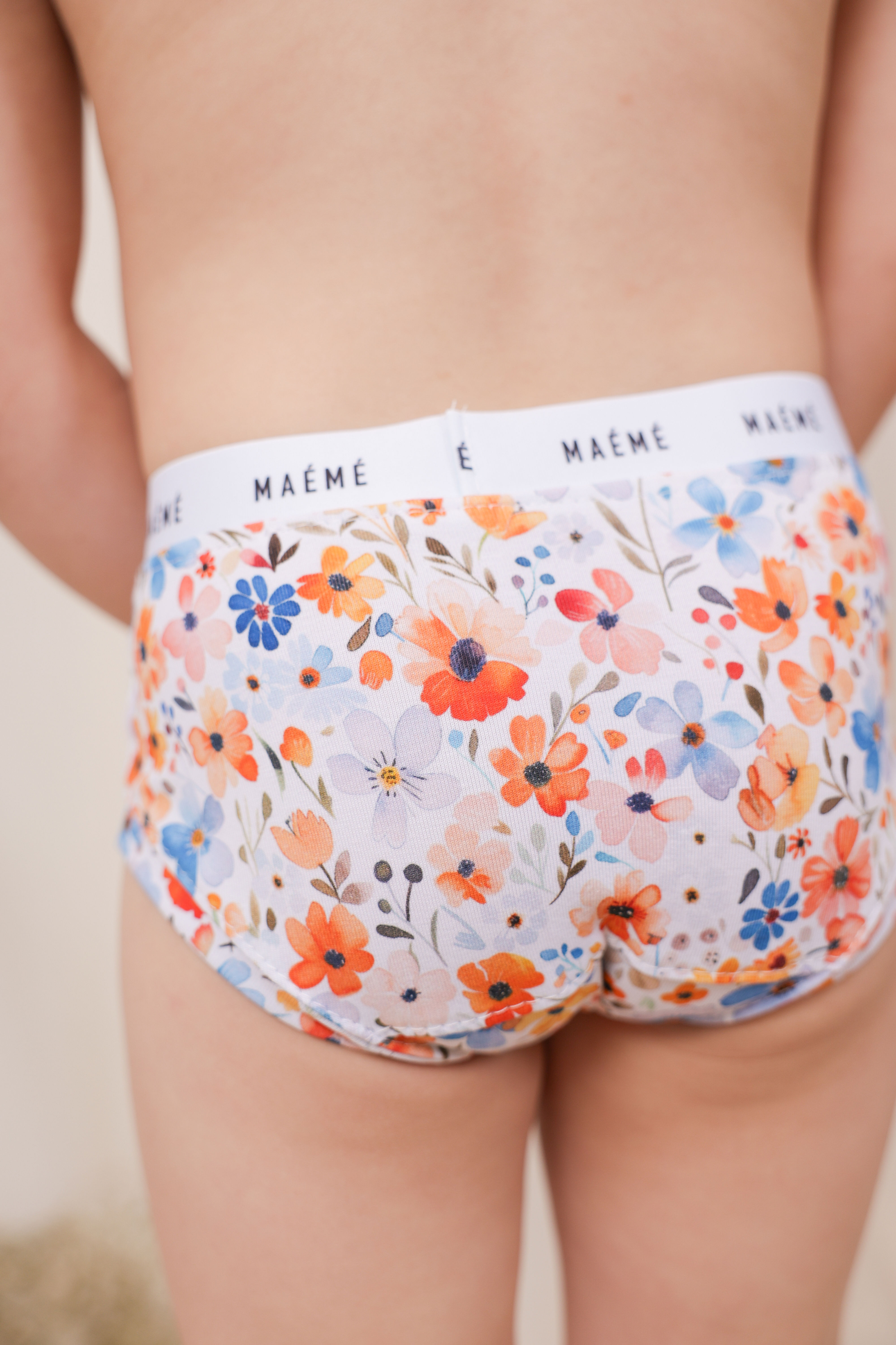 Culotte fleuri bleu-corail
