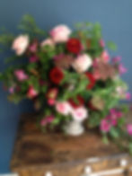 Opulent roses and dahlias