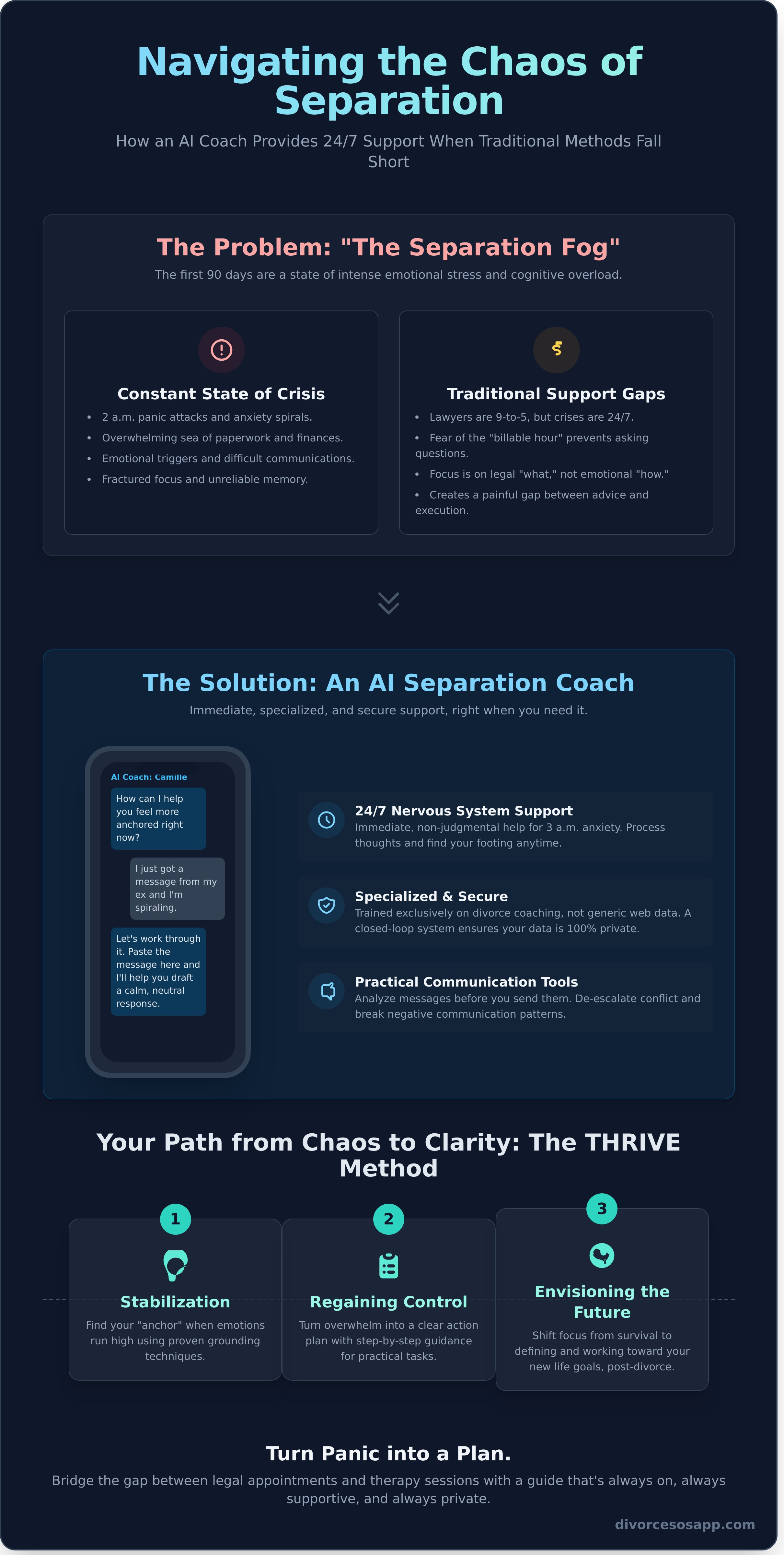 AI coach for separation infographic - visual guide