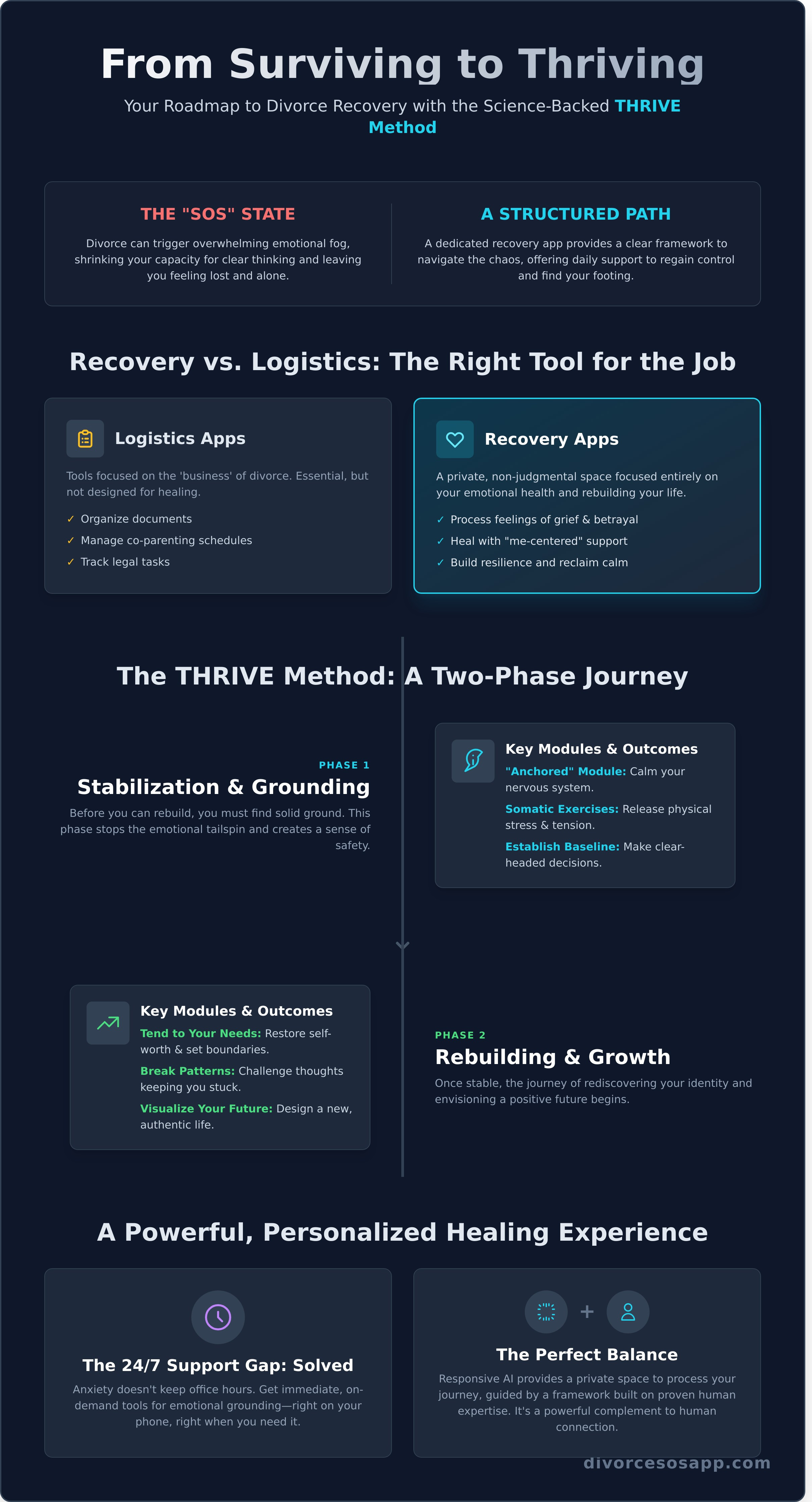 Divorce recovery app infographic - visual guide