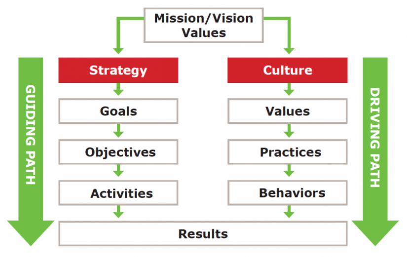 A Chart depicting the Vision Values for Both Strategy and Culture