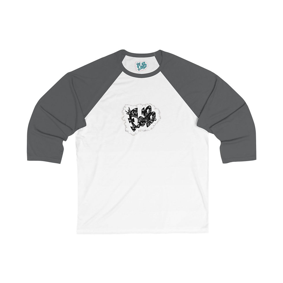 Thumbnail: F.a.B. Unisex 3/4 Sleeve Baseball Tee - Retro Fun Original Electric Tag Monogram