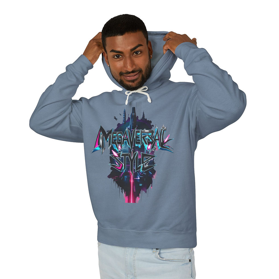 Thumbnail: Megaversal Style Unisex Lightweight Hoodie - Futuristic Skyscape