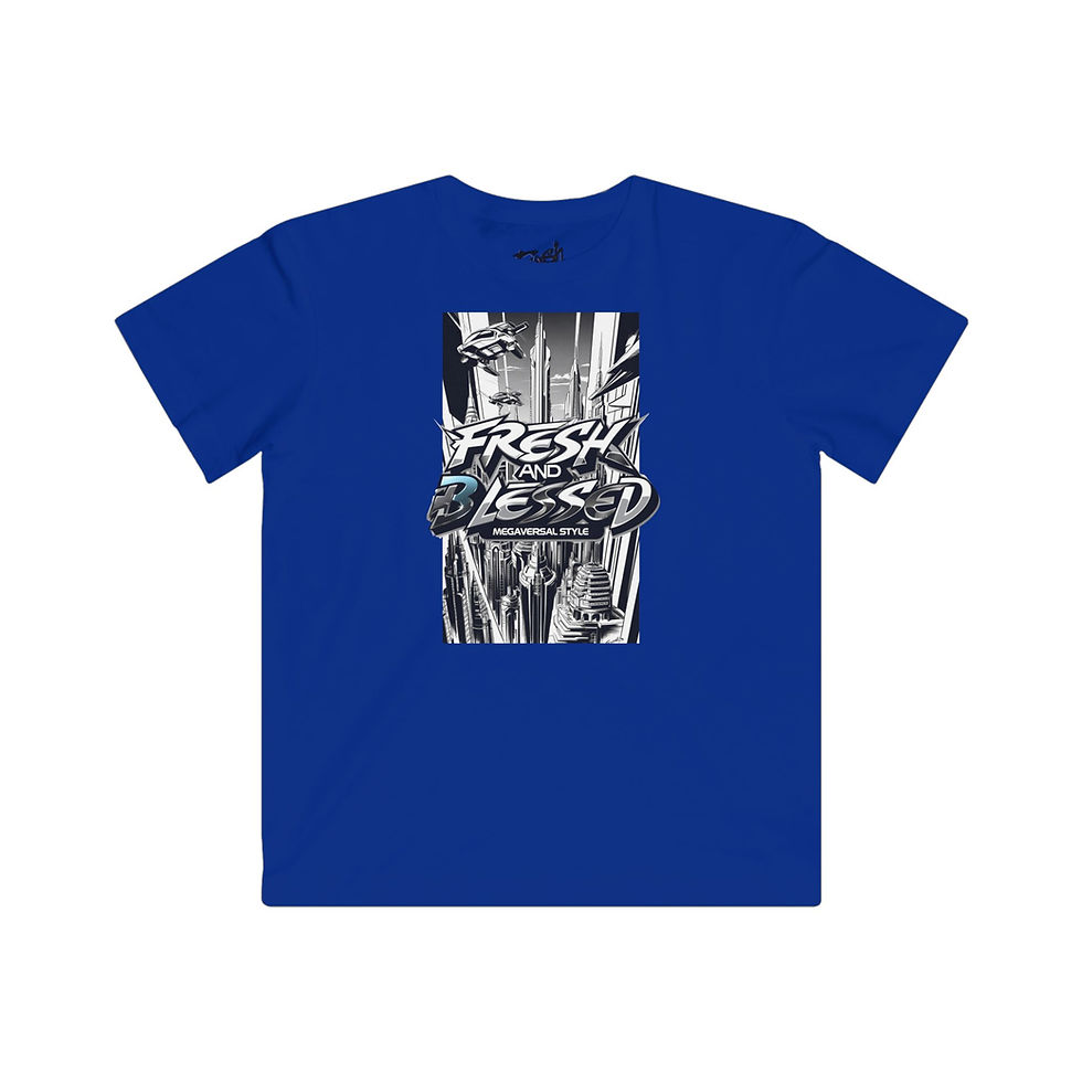 Thumbnail: Fresh and Blessed Kids Lit Jersey Tee - Stylish Urban Graphic Tee for Kids
