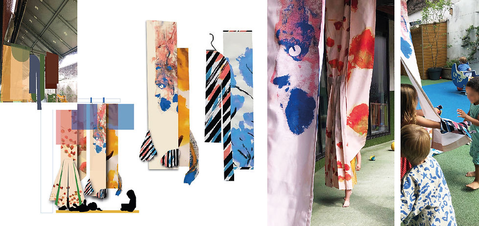 Hisse et Oh! ‘Fabrics of emotions and imagination’ project. Studio Abi and Illustrious Lab Art–Design residency/workshops in a public nursery in Pantin near Paris. Design/pictures ⓒIllustrious Lab and Studio Abi