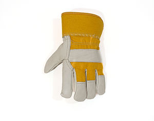 Guante de cuero para trabajo. Guante de protección. EPP. Equipo personal protección. Equipo protección personal.