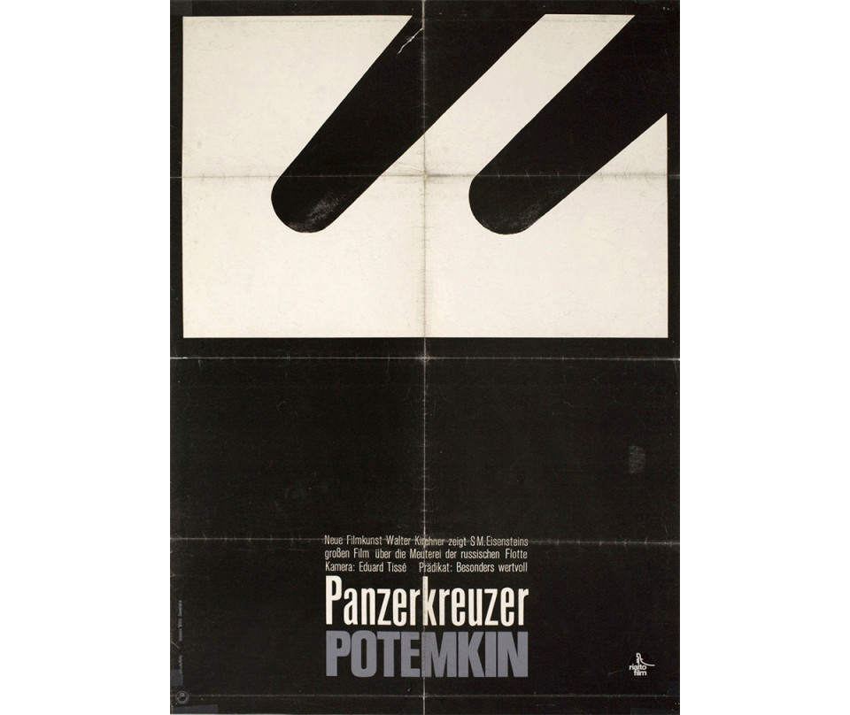 Battleship Potemkin, German A1 poster by Hans Hillmann (1965), Rialto Films, 23" x 32"