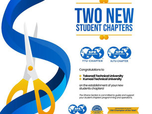 Establishment of two new student chapters at 𝙏𝙖𝙠𝙤𝙧𝙖𝙙𝙞 𝙏𝙚𝙘𝙝𝙣𝙞𝙘𝙖𝙡 𝙐𝙣𝙞𝙫𝙚𝙧𝙨𝙞𝙩𝙮 and 𝙆𝙪𝙢𝙖𝙨𝙞 𝙏𝙚𝙘𝙝𝙣𝙞𝙘𝙖𝙡 𝙐𝙣𝙞𝙫𝙚𝙧𝙨𝙞𝙩𝙮
