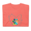 Thumbnail: Coral silk t-shirt with colorful watercolor paw print surrounded by hearts with ‘just a boy who loves his dog’ text