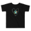 Thumbnail: Black toddler t-shirt with colorful watercolor paw print surrounded by hearts with ‘just a boy who loves his dog’ text