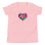 Thumbnail: Pink custom youth t-shirt with personalized pet illustration of your dog inside a heart in bright pink and green
