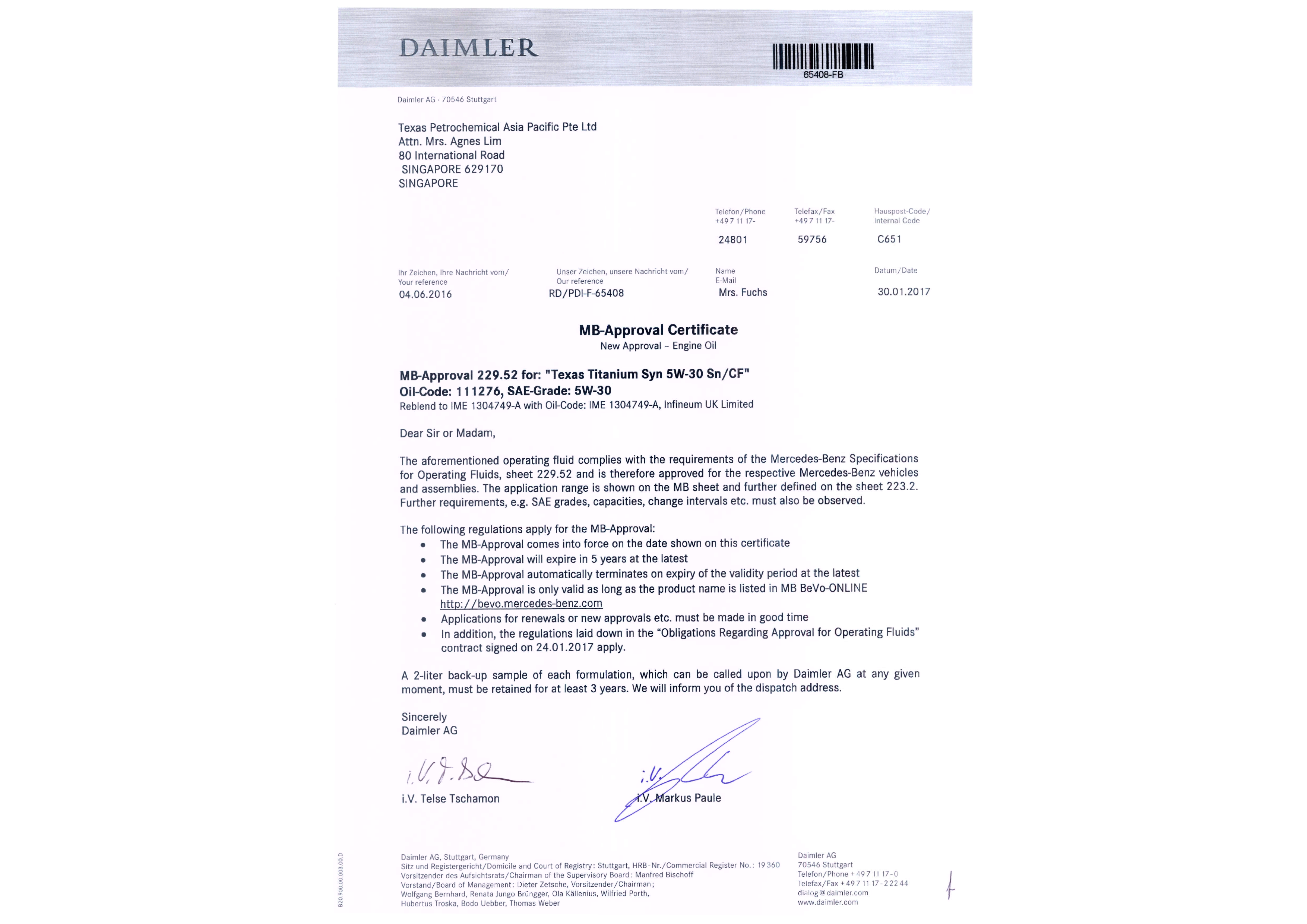 MB DAIMLER 229.52 5W30