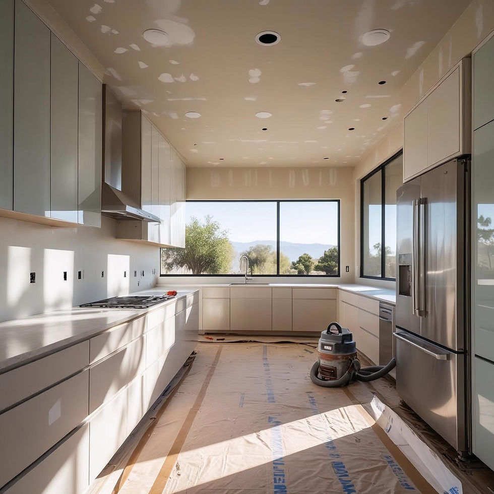  Kitchen mid-clean during Dust Dr. post-construction service