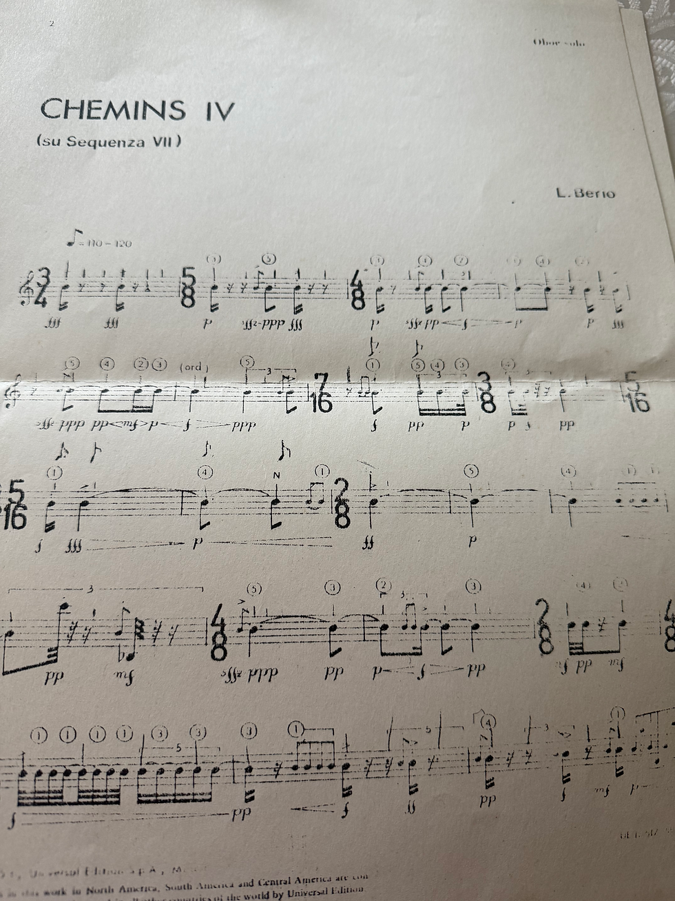 The first page of Berio's "Chemins IV"