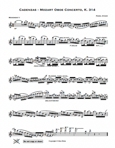 Mozart Oboe Concerto, K. 314, Pawel Sydor Cadenzas | Alex Klein