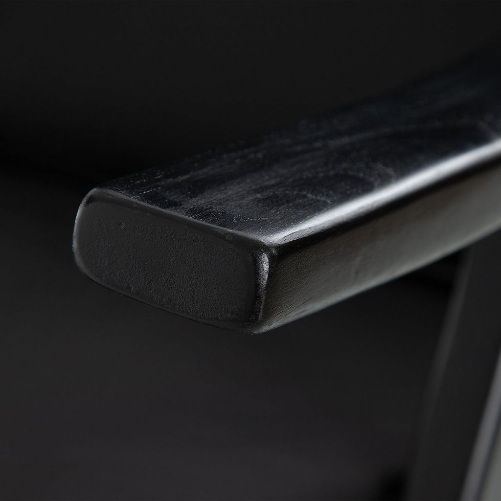 Thumbnail: Japandi Fauteuil Zwart teak - leder