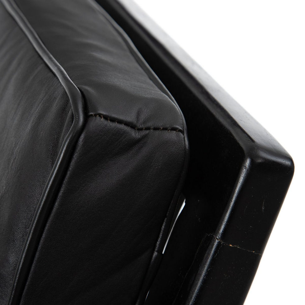 Thumbnail: Japandi Fauteuil Zwart teak - leder