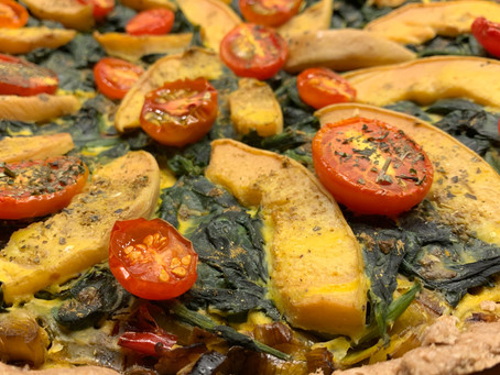 Spinat-Lauch-Kuchen mit Quitten und Chillies (oder was du sonst gerade noch zu verwenden hast)