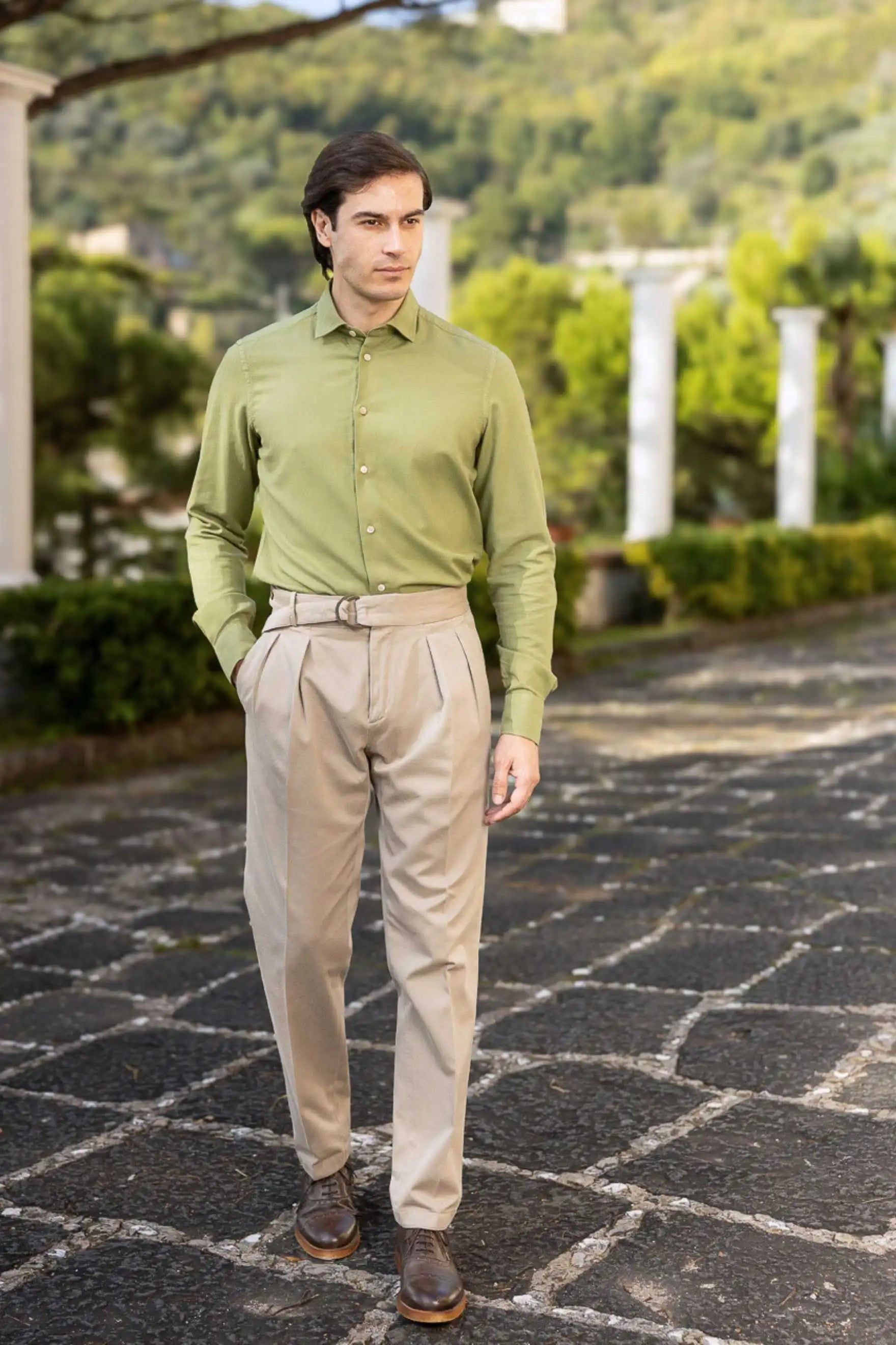 Autumn Winter Beige Cotton Chino Trousers