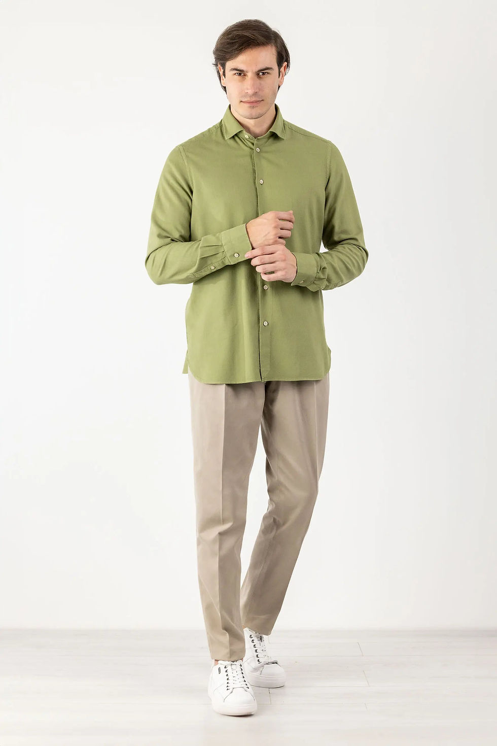 Thumbnail: Green Cotton and Viscose Shirt for Autumn/Winter